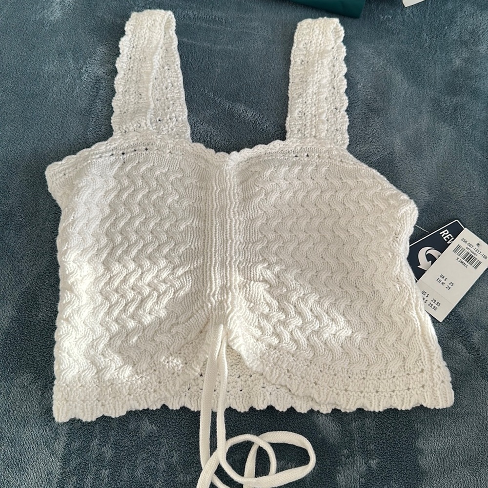 Hollister Crochet White Crop Top, Size XS, Brand New with Tag